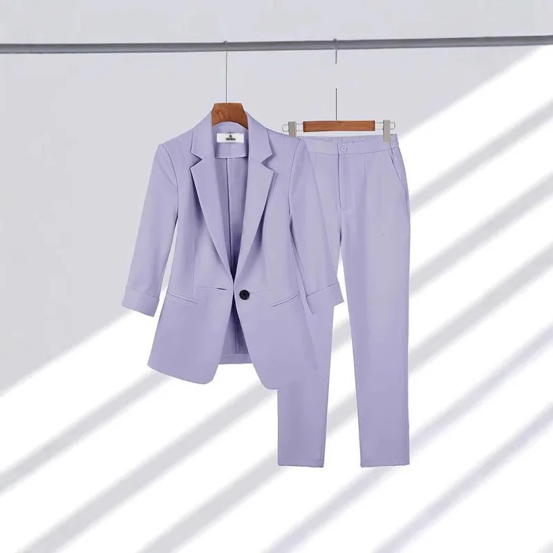 

Spring And Autumn 2026 Women's Casual Long Sleeved Blazer And Pants Suit Elegant Two Pieces Set Outfits For Female Streetwear