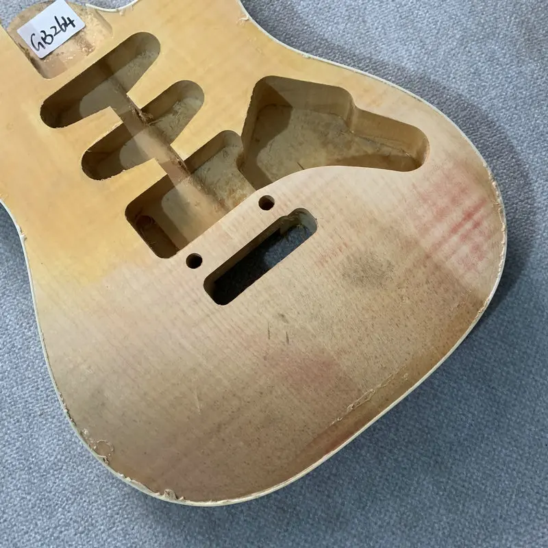 Unfinished Electric Guitar Body Flamed Top Solid Basswood SSH Pickups Two Point Fixed Tremolo Style  DIY Guitar Parts  GB264