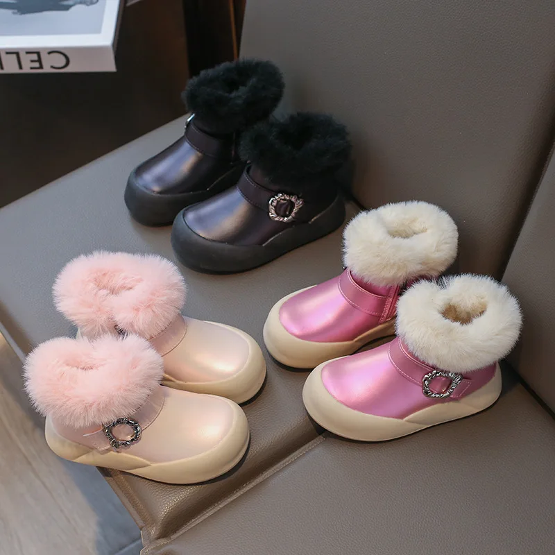 Bottes de neige épaisses en peluche pour filles, chaussures en coton pour enfants, bottes de princesse coordonnantes, bottes astronomiques douces, automne et hiver