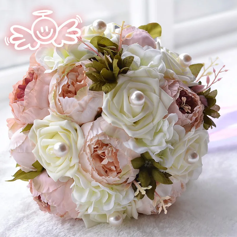 

Artificial Peony and Foam Rose Pearl Bridal Bouquet, Pretty Flower, Fashionable Wedding Flower, Free Shipping, 1Pc Lot