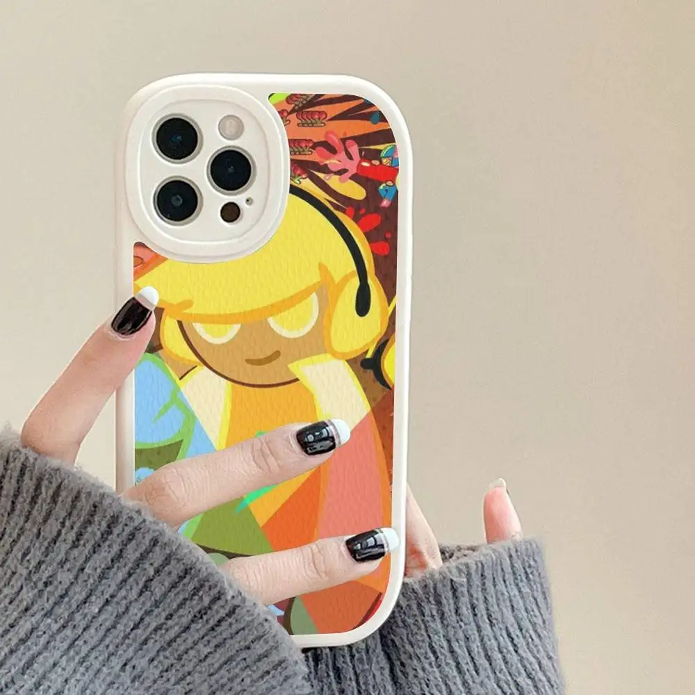 ゲームC-クッキーランキングダム iPhone 16 15 14 13 12 11 Pro Max Plus用レザー耐衝撃カバー