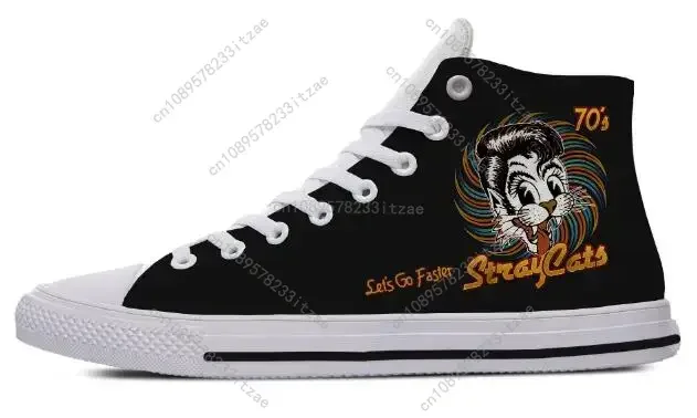 70'S Straycats Let's Go Faster New Arrive Fashion Lightweight High Top Canvas Shoes Men Women Casual Shoes Breathable Sneakers