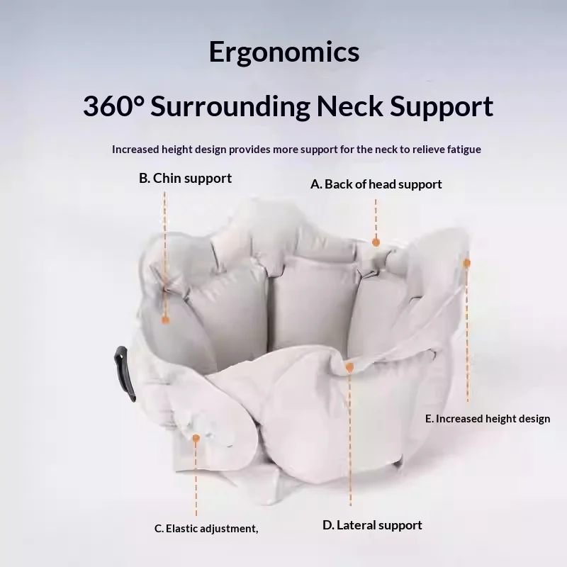 Ergonomic Portable TPU U Shape Pump Inflatable Neck Pillow Travel Light Weight Office Napping Pillow