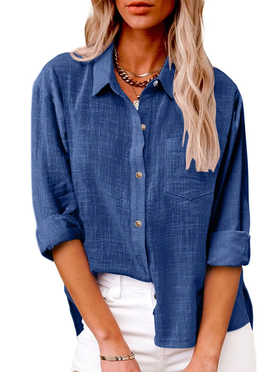 Solid Color Casual Loose Shirts For Women 2023 Women's Long Sleeve Oversized Shirts And Blouses Fashion Elegant Youth Female Top