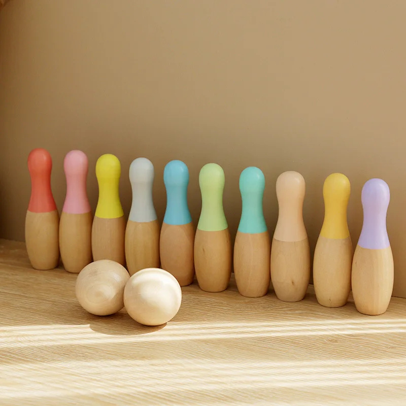 

Kids Sport Toys Wooden Bowling Set Educational Toys For Children Indoor Activities Ball Toys Baby Interaction Games