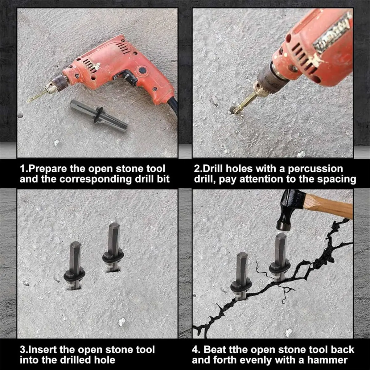 10 Pcs Rock Splitting Wedges,3/4'' Wedge and Shims,Heavy Duty Chisel and Stone Splitting Tools for Marble Rocks Concrete