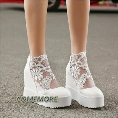 Fashion Woman Lace Shoes Wedge Heels Platform Pumps Sandals High Heel Women's Hollow-out Summer Non-slip Casual Designer Sandals