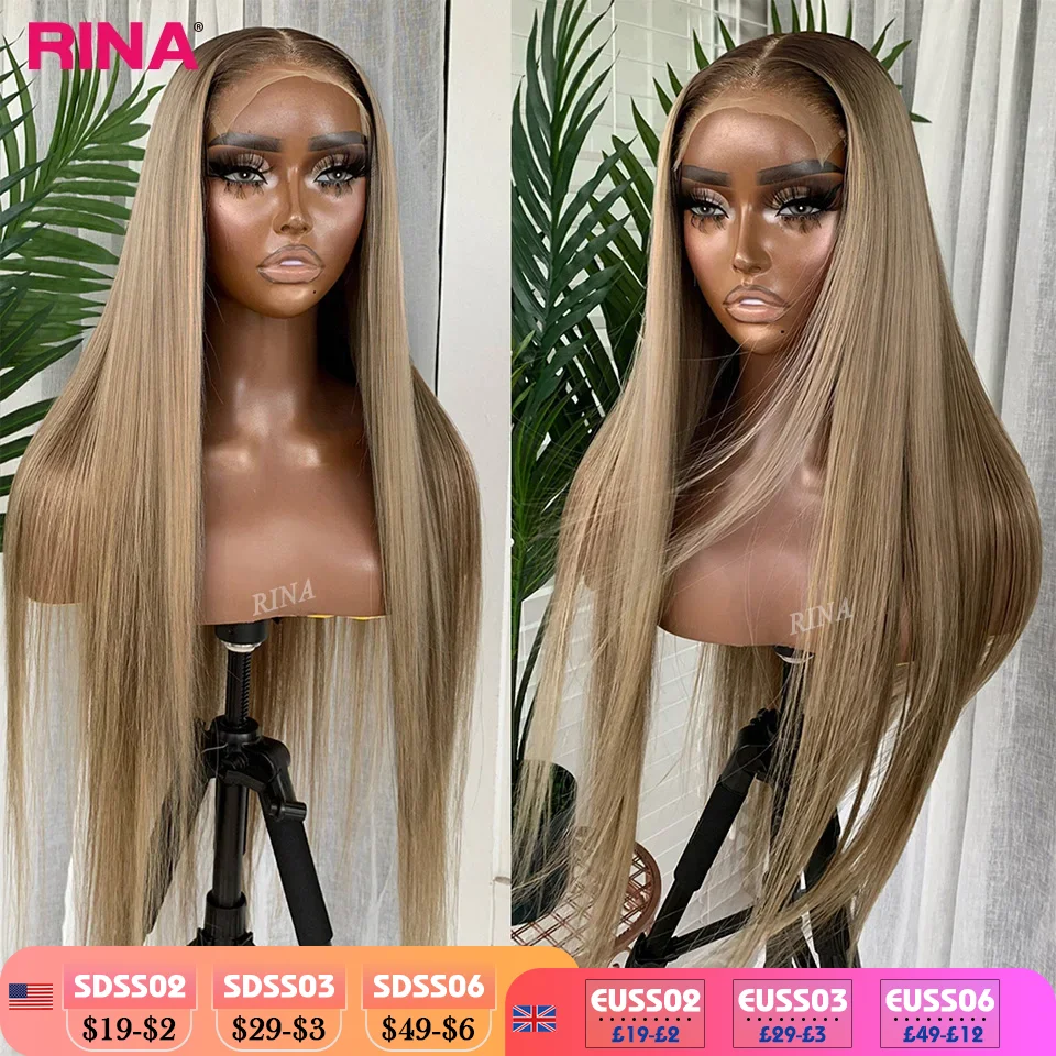 Ombre Blonde 13X6 13X4 Transparent Lace Frontal Wig Straight  Blonde with 1B Roots Wig Human Hair Lace Front Wig 5X5 Closure Wig