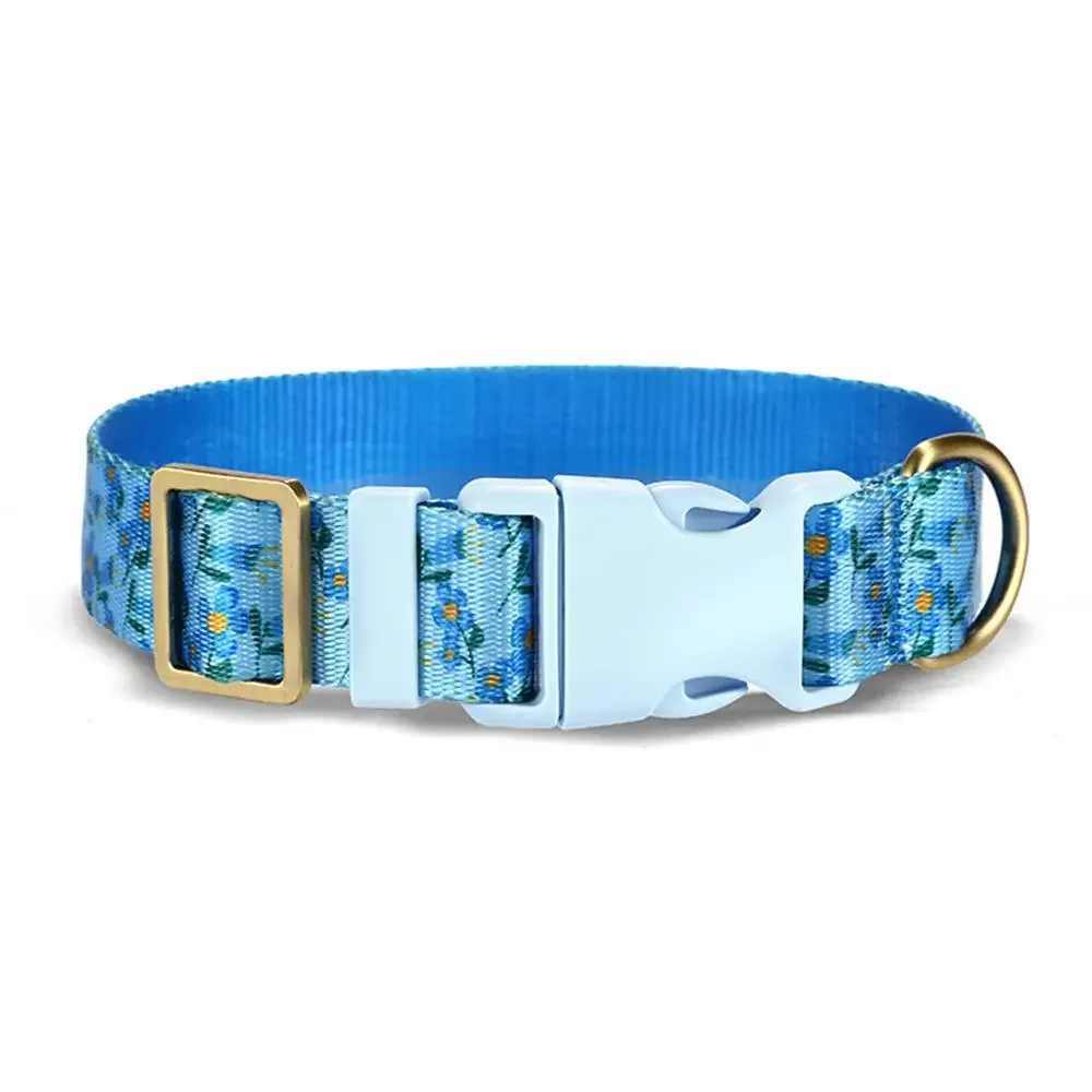 Personalized Pet Collar, Customized Nameplate ID, Adjustable Blue Violet Soft Fiber, Cat and Dog Collars, Lead Leash