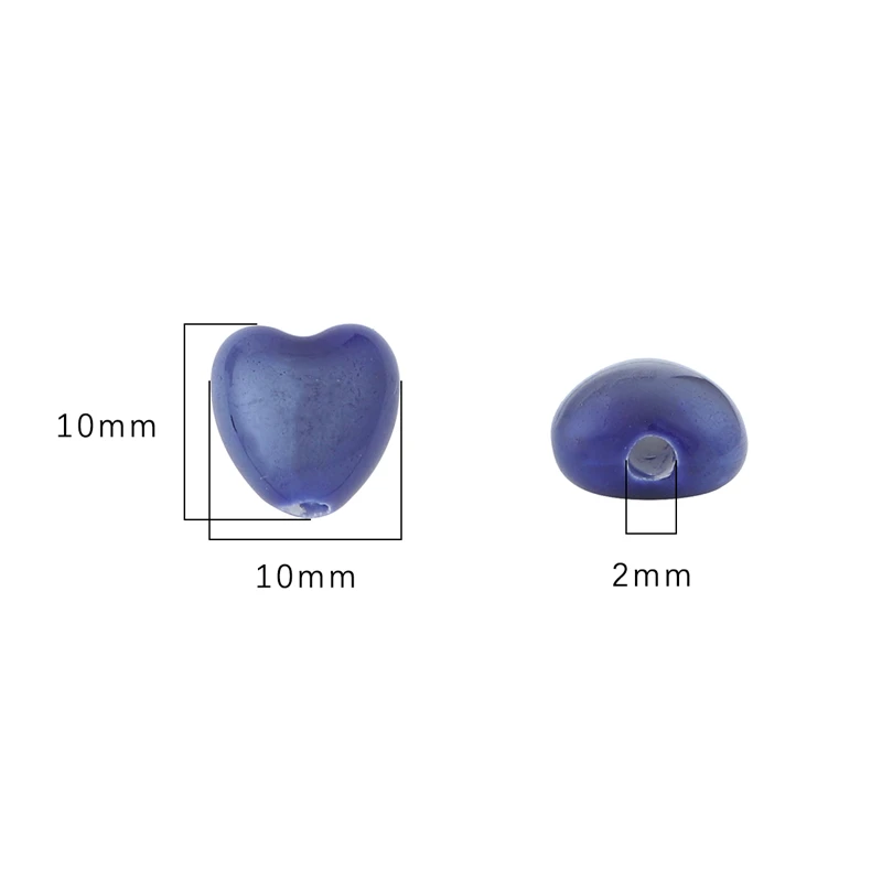 10pcs 10mm Multicolor Heart Shape Ceramic Beads Porcelain 2mm Hole Beads for DIY Jewelry Making Keychain Bracelet Earring Charms
