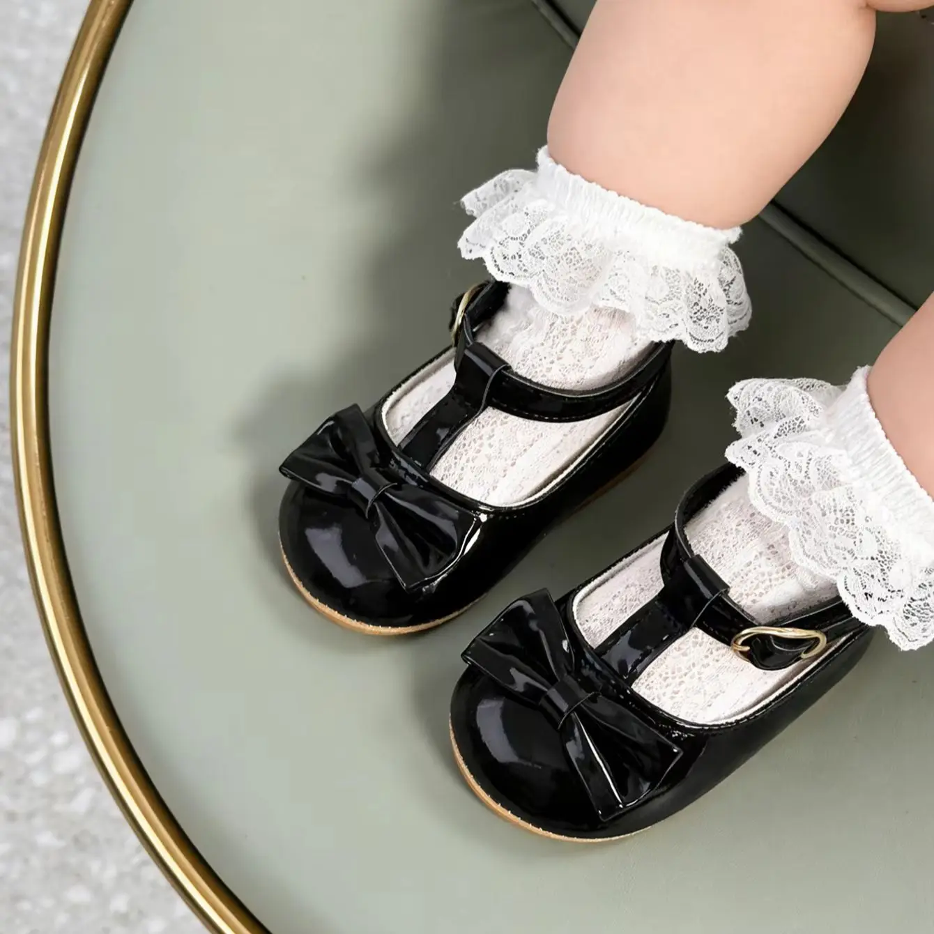 

Baby Girl Summer PU Bow Sandals Soft Rubber Bottom Wedding Flat Shoes Newborn First Step Baby Shoes