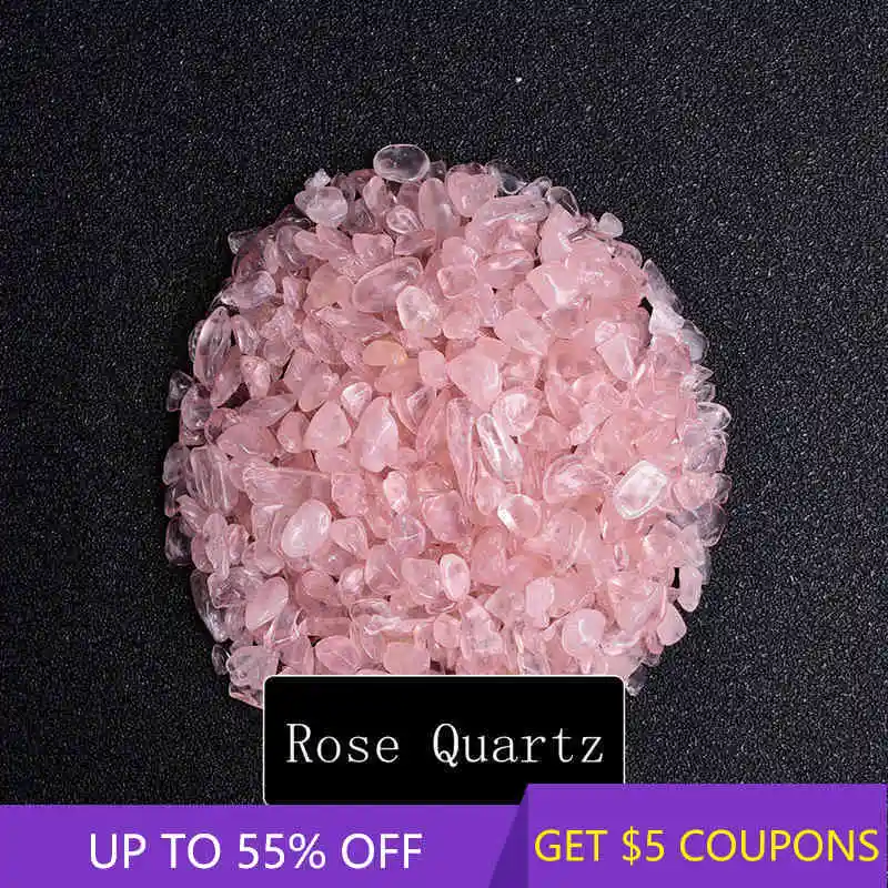 5-7mm 100g Natural Pink Rose Quartz Crystal Polished Tumbled Chip Stone Mineral Rock Reiki Healing Gemstone Home Aquarium Decor