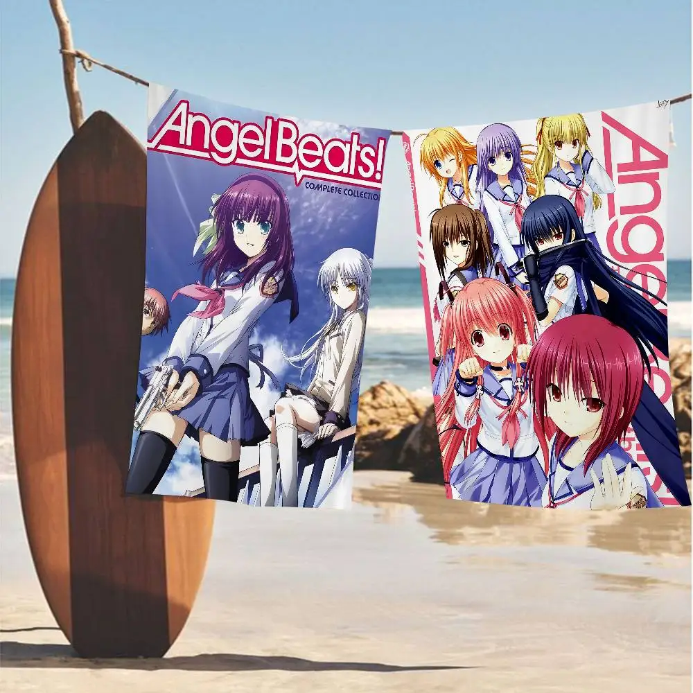 Angel Beats CARTOON Bath Towel Microfiber Soft Water Absorbing Breathable For Girl Kids Decorative Cartoon Beach Towel