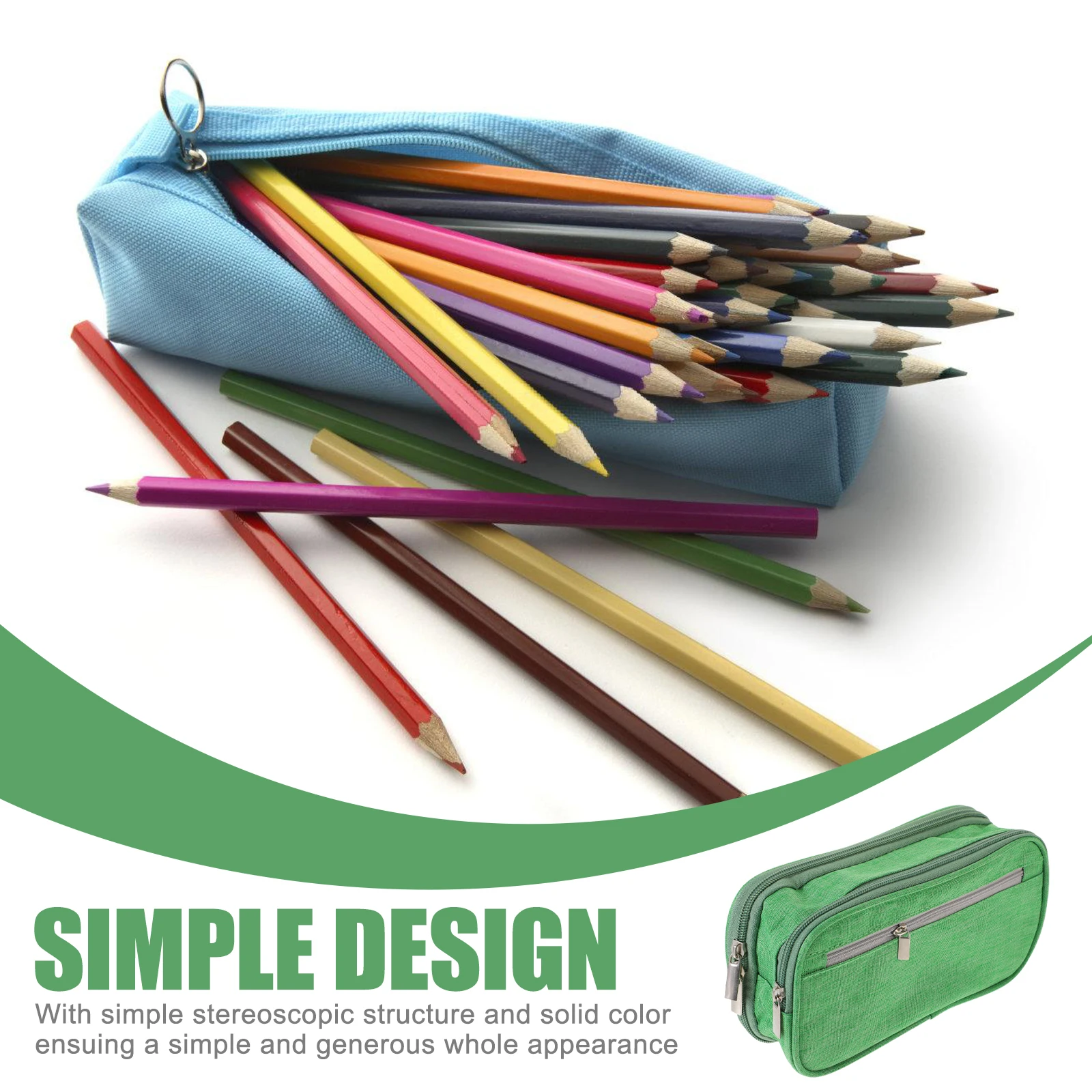 

Pencil Pouch Black Case and Bag Storage Large Capacity Handheld Organizer Green Student