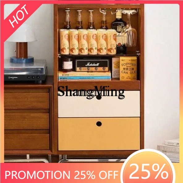 

FG medieval dining side cabinet solid wood modern color matching storage cabinet living room display cabinet