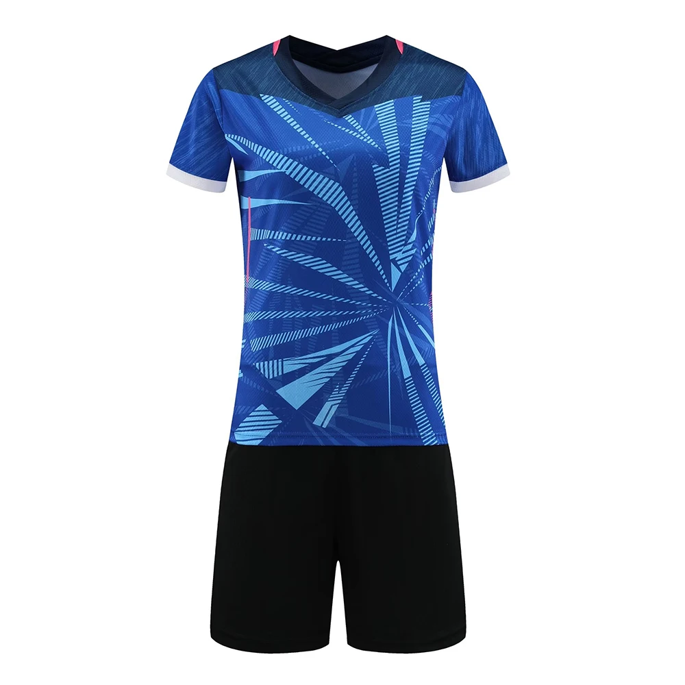 Uniforme de volley-ball imprimé pour femme, maillot de badminton à manches courtes, maillot de tennis imbibé, séchage rapide, grande taille, vêtements de sport d'été pour filles, 2 pièces