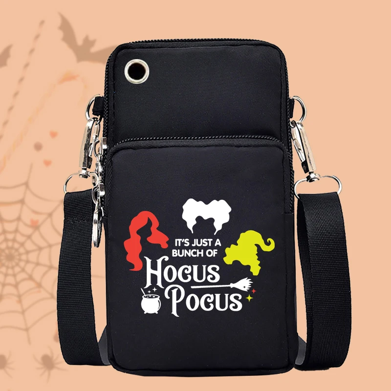 Hocus Pocus Halloween Women Mobile Phone Bag Funny Witch Graphics Purse Trick or Treat Shoulder Bags Halloween Women Handbags