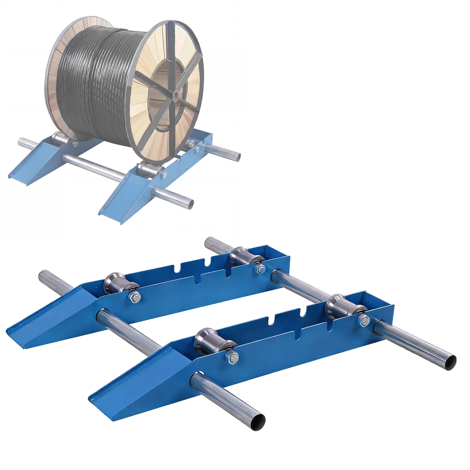 

Steel Cable Roller Stand Reel Dispenser with Adjustable Wheel Heavy Duty Cable Roller Stand Unwinder for Diameter 11.8-47.2inch