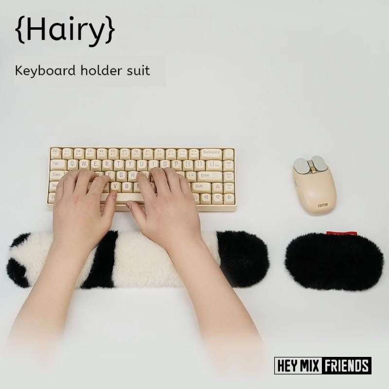 2025new Plush Panda Keyboard Wrist Rest Black White Cute Decompression Desktop Decoration Keyboard Soft Pad Wrist Rest Gift