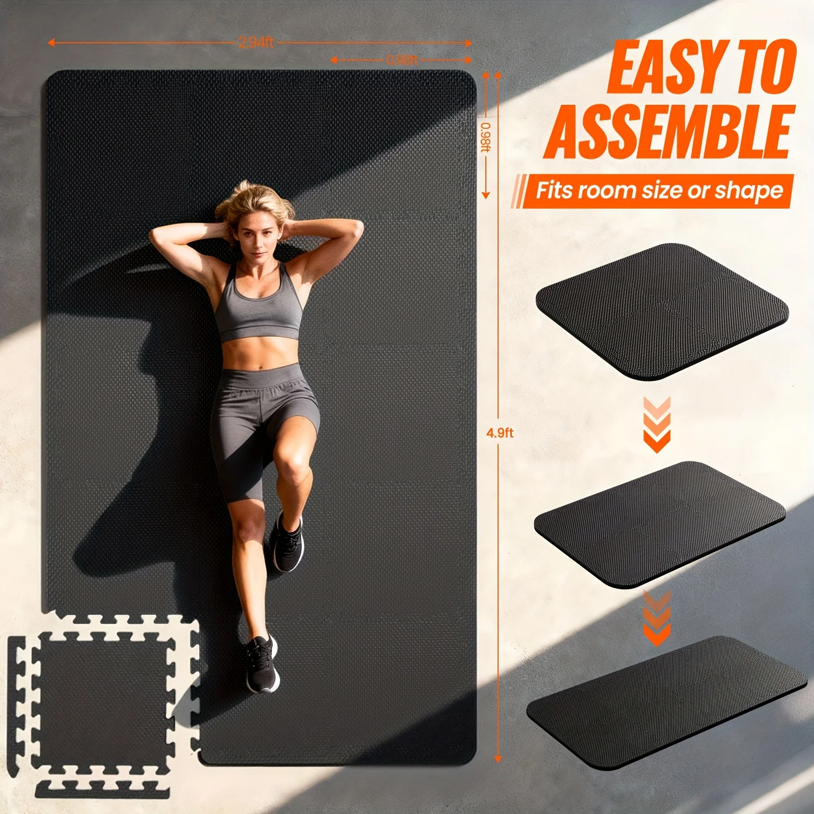 36/48 قطعة من حصيرة ألغاز اللياقة البدنية المتشابكة، 12 بوصة × 12 بوصة من إسفنج EVA المتين، ممتصة للصدمات المضادة للانزلاق لمرآب استوديو اليوغا والجيم المنزلي
