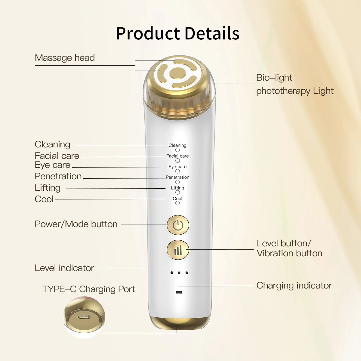 3 التروس جهاز رفع الوجه مدلك الوجه أداة تجميل العين للاستخدام المنزلي EMS جهاز تنغيم الوجه مكركرنت