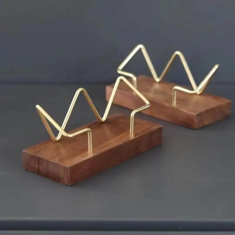 【A8】Wooden Business Card Holder Organizer Office Desk Display Stand Tabletop Home Storage Accessories view 3