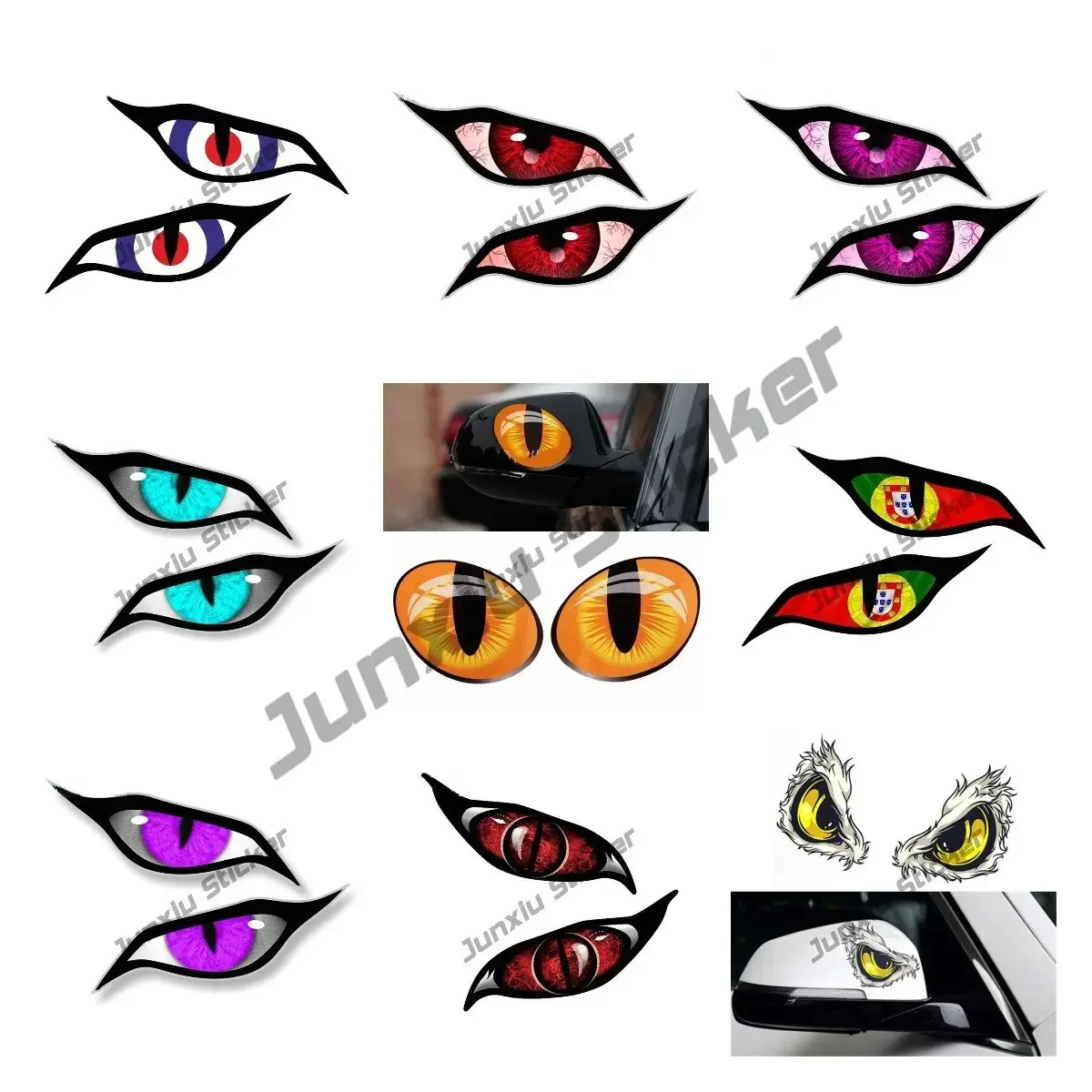 

Creative Devil's Eye Decal Demon Eye Sticker RV Rear View Mirror Motorcycle Car Stickers Waterproof Decal Anime Car Accessories