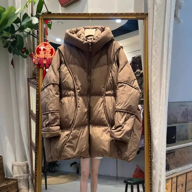 Luxury Women's Clothing New Down Jacket Mid-length Puffer Jacket Fashionable Korean Style Plus Size Loose Fit Thickened