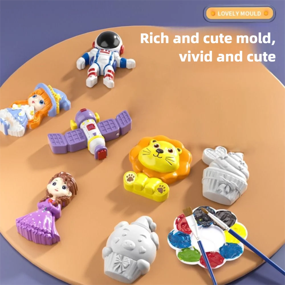 Wysokiej jakości zestaw do malowania kreskówek z pigmentem losowe Graffiti gipsowa lalka DIY zabawki chłopcy dziewczęta prezenty urodzinowe