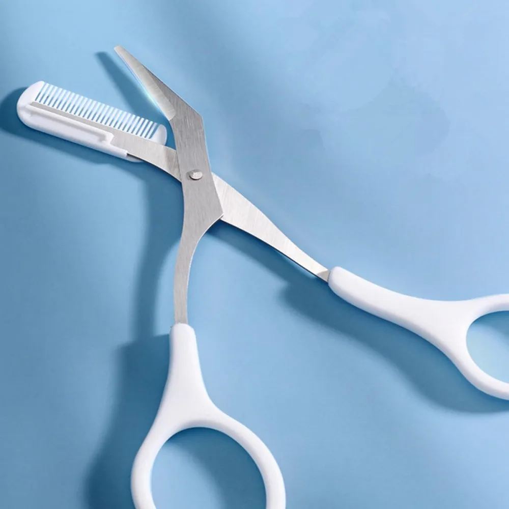 3 Pack Eyebrow Scissors, Stainless Steel Precision Trimming Tool for Facial Hair, Brows, Beard, and Mustache (Random Colors)