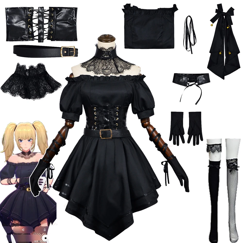 

Grok Cosplay Ani Black Dresses Clothing Halloween Party Disguise Roleplay Costume Carnival Outfits Suits For Women Adult