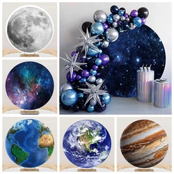 Universe Milky Nebula Round Backdrop Cover Outer Space Galaxy Night Baby Shower Birthday Party Circle Photography Background