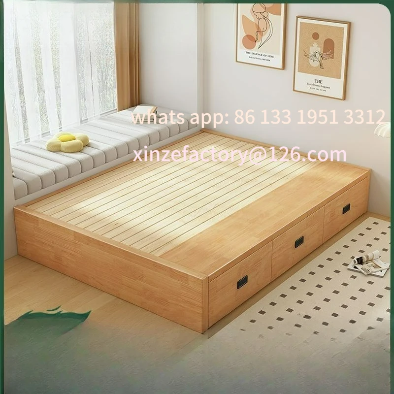 

Customizable bedside storage Solid wood tatami simple small apartment drawer bed cabinet integrated