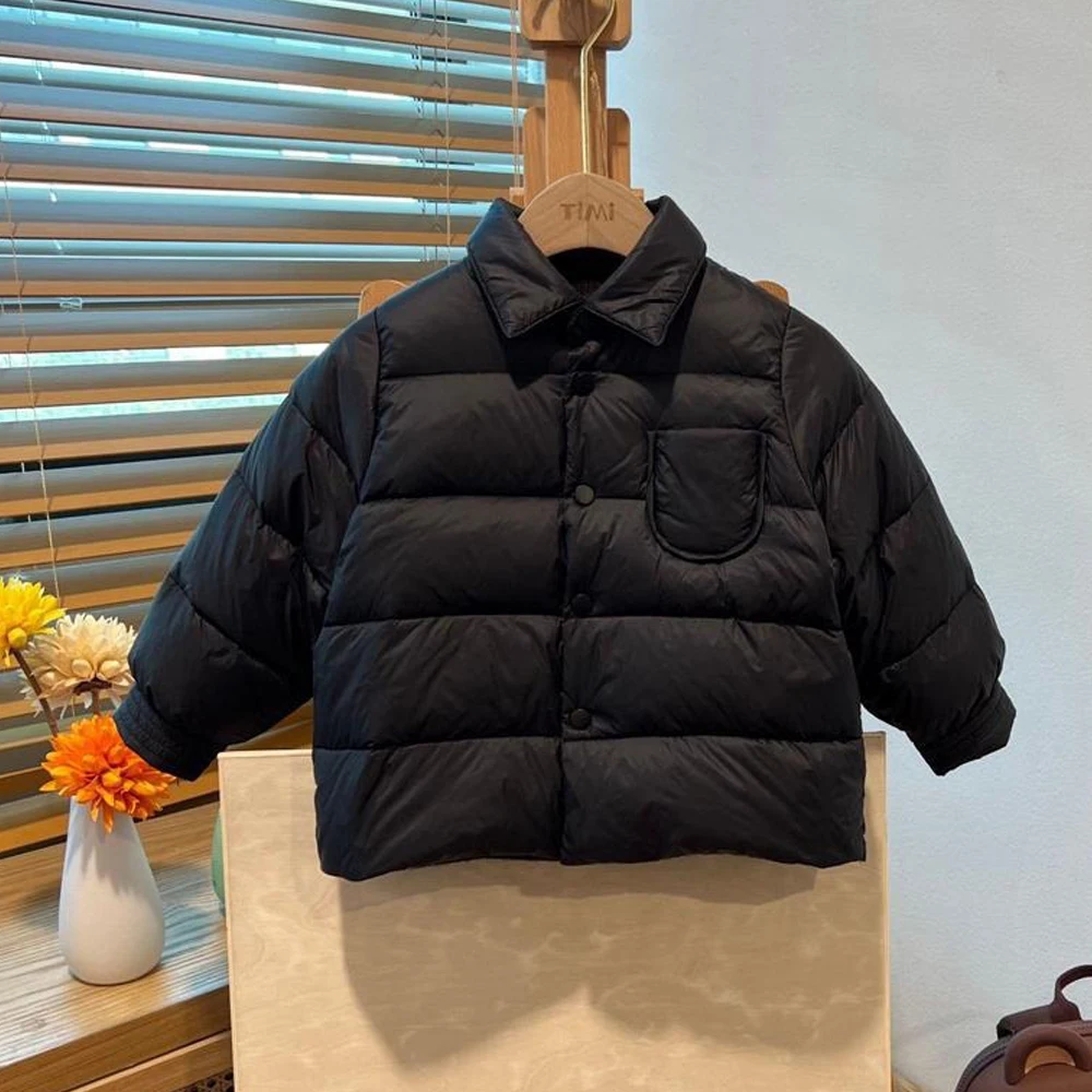 

Children's Down Jacket Kids Baby Lightweight Warm White Duck Down Coats Boys Girls Laple Single-breasted Thickened Snowsuit 2025
