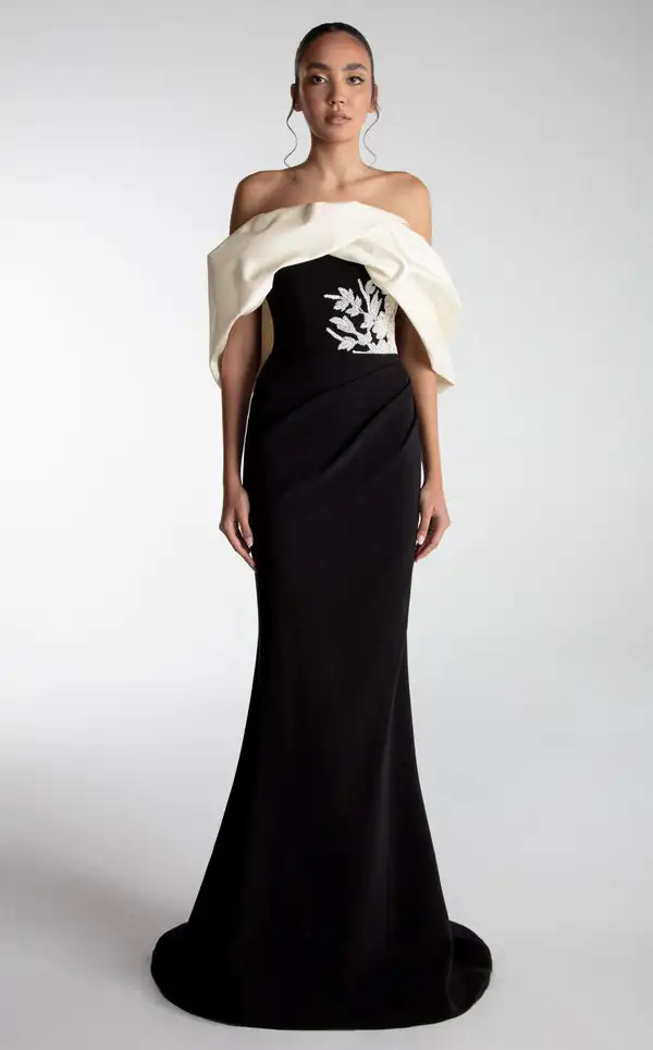 

Customized Elegant Jersey Applique Pleat Trumpet Off-the-shoulder Long Dresses Bespoke Occasion Dresses Fashion Sizes Available