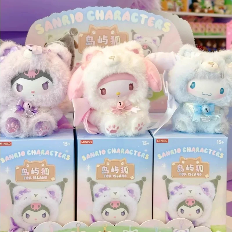 

В наличии, натуральная плюшевая виниловая серия Sanrio Island Fox, слепая коробка Kuromi, модная игровая подвеска, подвеска для девочек, загадочная коробка, подарок на день рождения