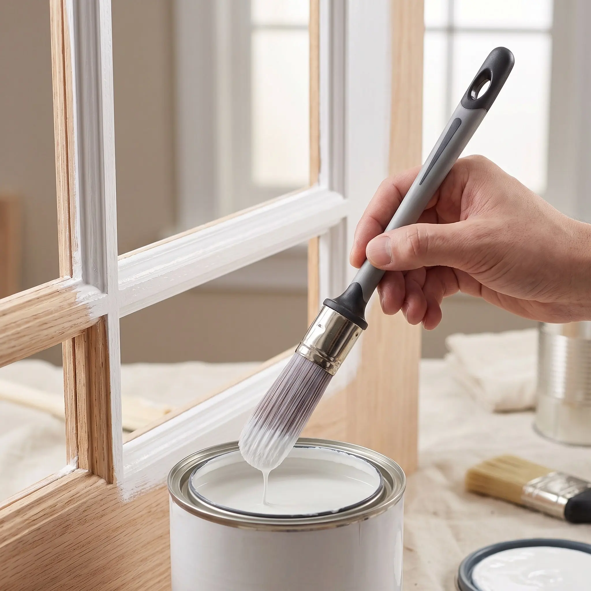 Paint Brush Tool Flat Nylon Bristles Household Wall Painting DIY Oil Paint Brush Set for Home Improvement and Decoration