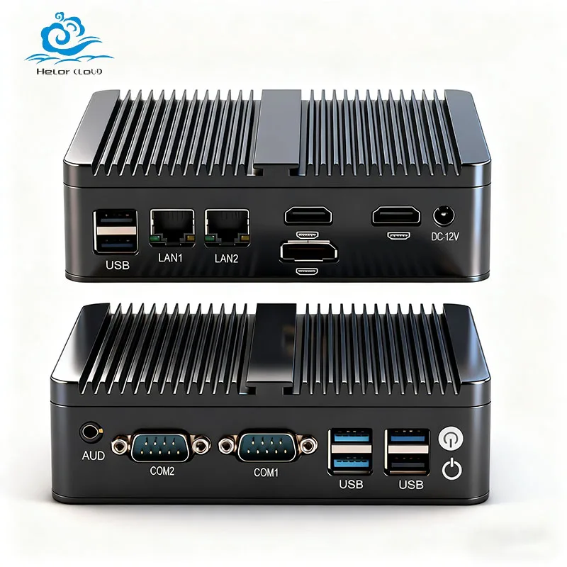 Inter Celeron J6412 N100 N150 Industrieller Mini-PC, unterstützt WiFi 3G/4G LTE Linux Pfsense Computer mit 2xUSB3.0 2xUSB2.0 3xHDMI