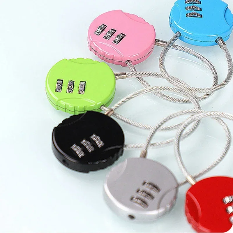 Mini 3 Digit Combination Padlock Travel Suitcase Luggage Backpack Metal Combination Lock Anti-theft Wire Rope Lock Drawer Lock