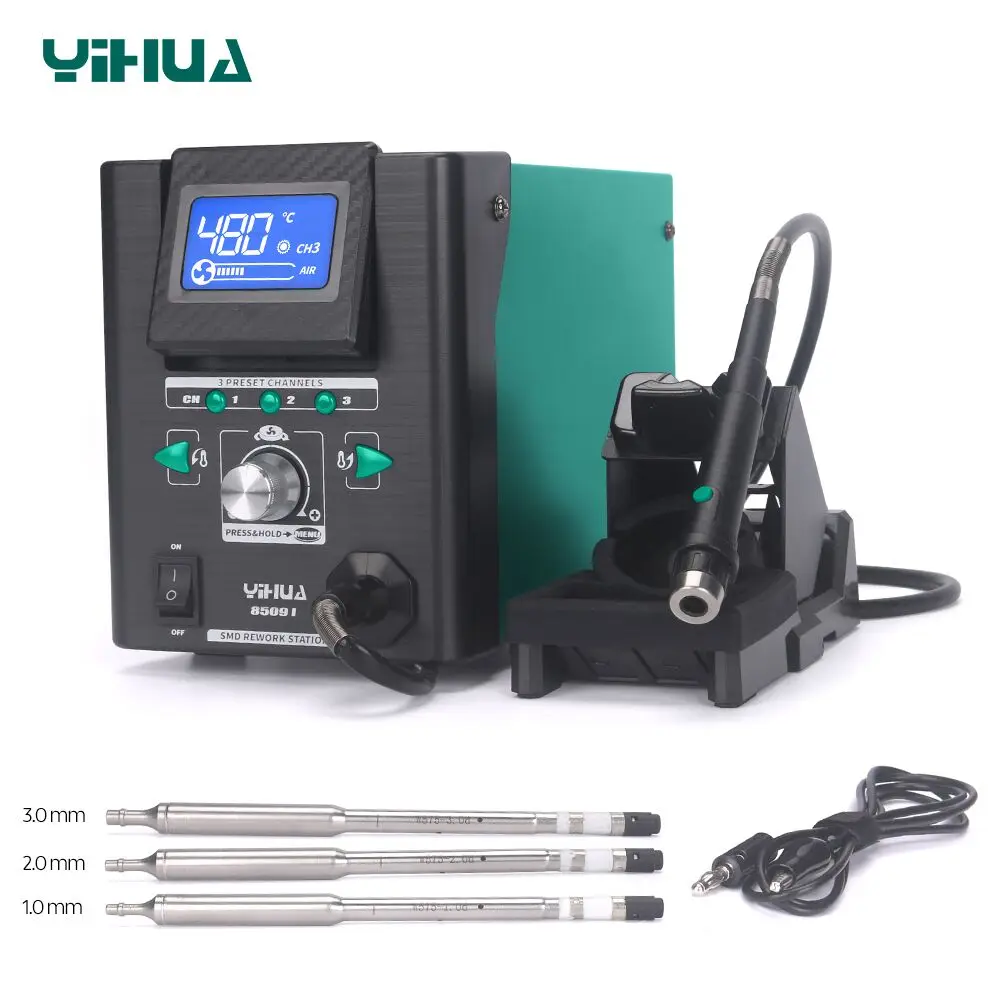 YIHUA 8509 Micro Hot Air Gun Soldering Station with 3.5/3/2.5/2 mm Nozzle Temperture Adjustable BGA Rework Station