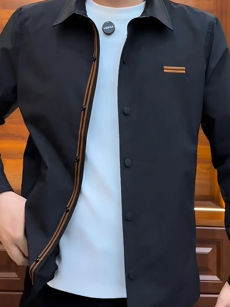 

Мужская приталенная куртка с воротником в корейском стиле, удобная, модная, универсальная, с длинными рукавами, новинка весна-осень