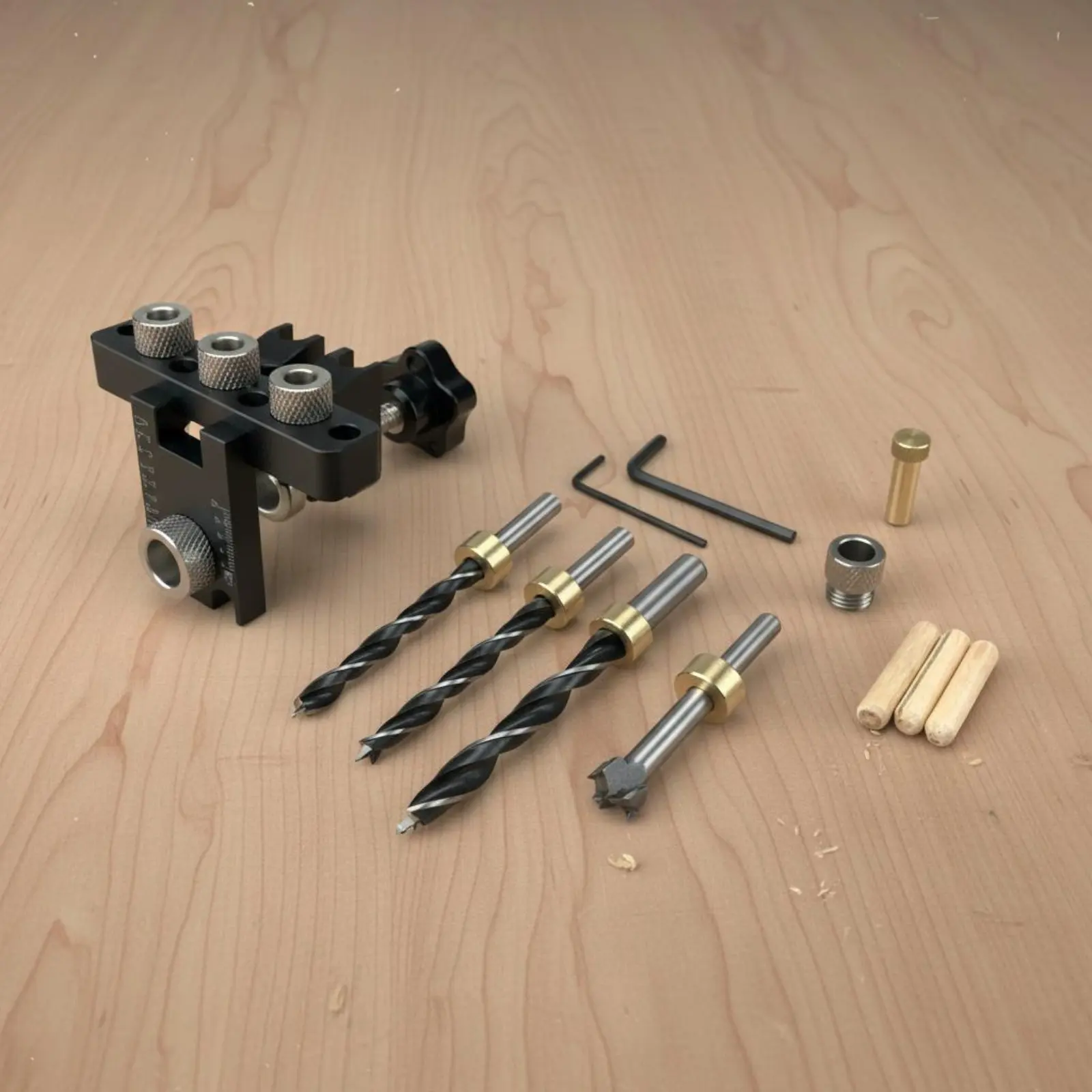3 in 1 Drill Guide Aluminum Alloy Body Dowel Drilling Guide Self-Centering Dowel Jig Adjustable Width Woodworking Tool