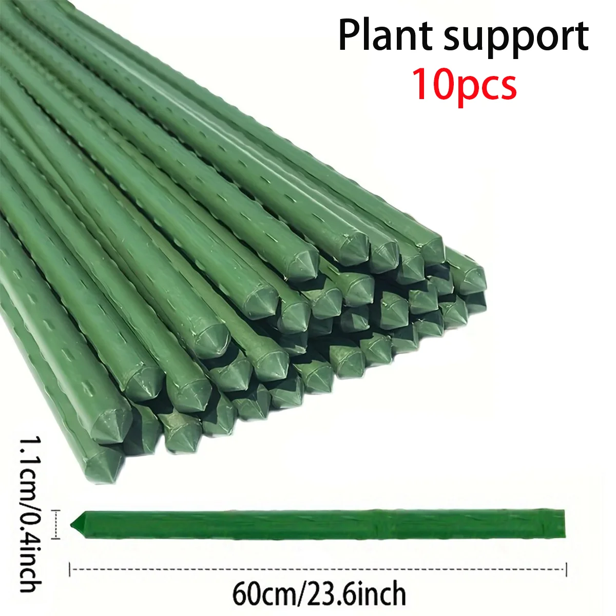 Support de pergola pour jardin vert - Tiges de support pour plantes en acier revêtu de PVC, supports
