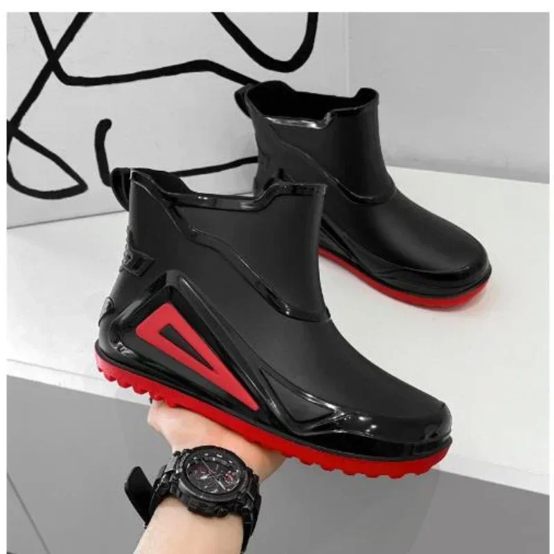 

Trend Rain Boots Men 2024 New Outdoor Non-slip Hiking Shoes Durable Waterproof Rubber Fishing Shoes Shaxi Slip on Men Rain Boots