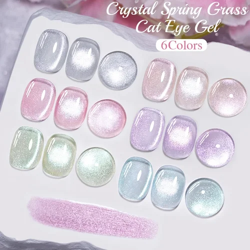 Imagen 1 del producto Esmalte de uñas en Gel para ojos de gato, cristal brillante, 7,5 ML, rosa, verde, azul, Gel magnético para uñas, barniz semipermanente para remojar