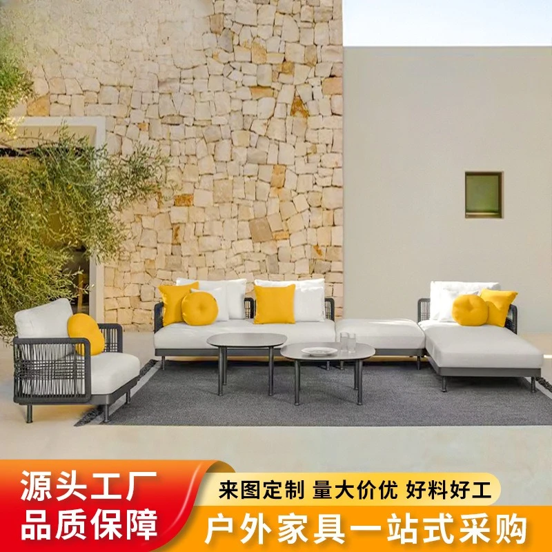 Outdoor Sofa Courtyard Rattan Chair Combination Villa Outdoor Leisure Balcony B & B Hotel Terrace Waterproof and Sunscreen