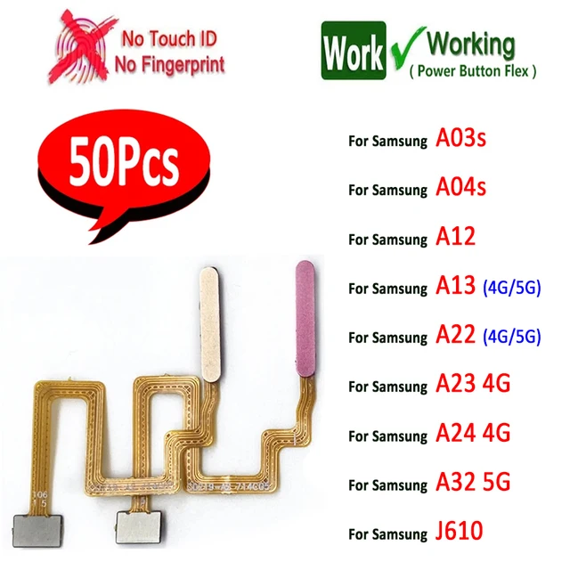 50 sztuk ， przycisk Home złącze zasilania Flex Cable Ribbon bez rozpoznawania linii papilarnych dla Samsung A12 A13 A22 A23 A24 4G A32 5G