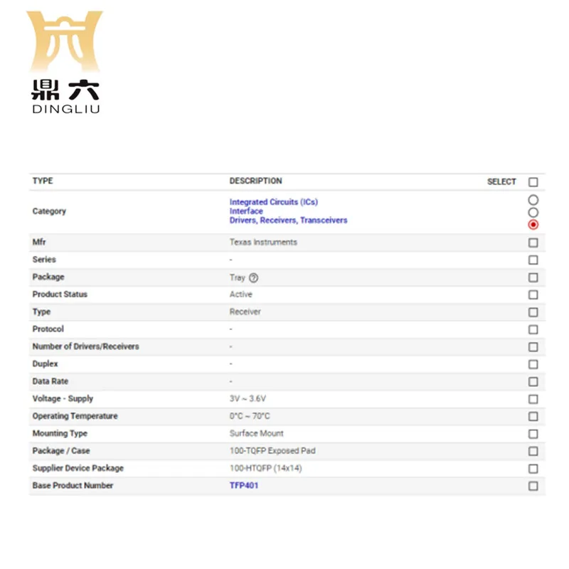 TFP401PZP приемник для микросхемы DVI 100HTQFP TFP401PZP приемник 100-HTQFP (14x14)