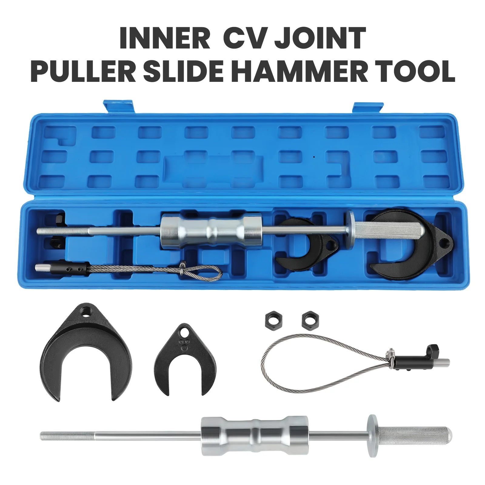 Inner CV Joint Puller Long Inner Axle Slide Hammer Removal Tool Silver＋Black