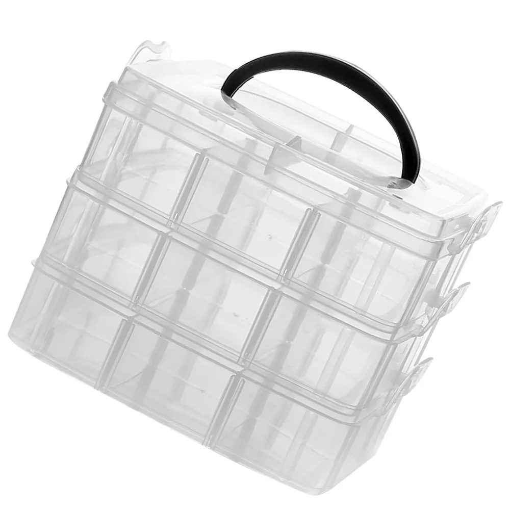 1Pcs Hair Rope Storage Box Plastic Three-Layers Jewelry Case Detachable Portable 18 Grids Desktop Organizer for Small Items